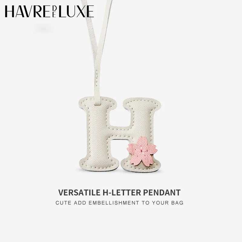 Luxury Letter bag charm genuine leather sheepskin bag pendant H letter keychain Cute and highend car gift DIY bag accessories Y250928as