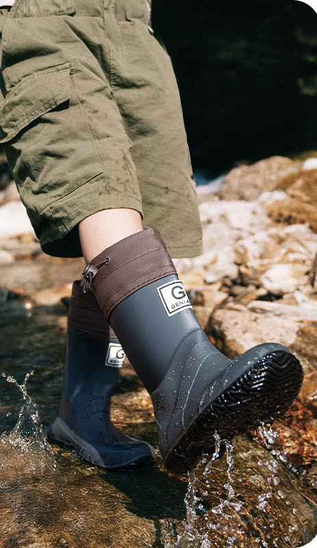 Autumn new men's and women's drawstring waterproof shoes, children's water shoes, forest baby water shoes, anti slip folding rain boots