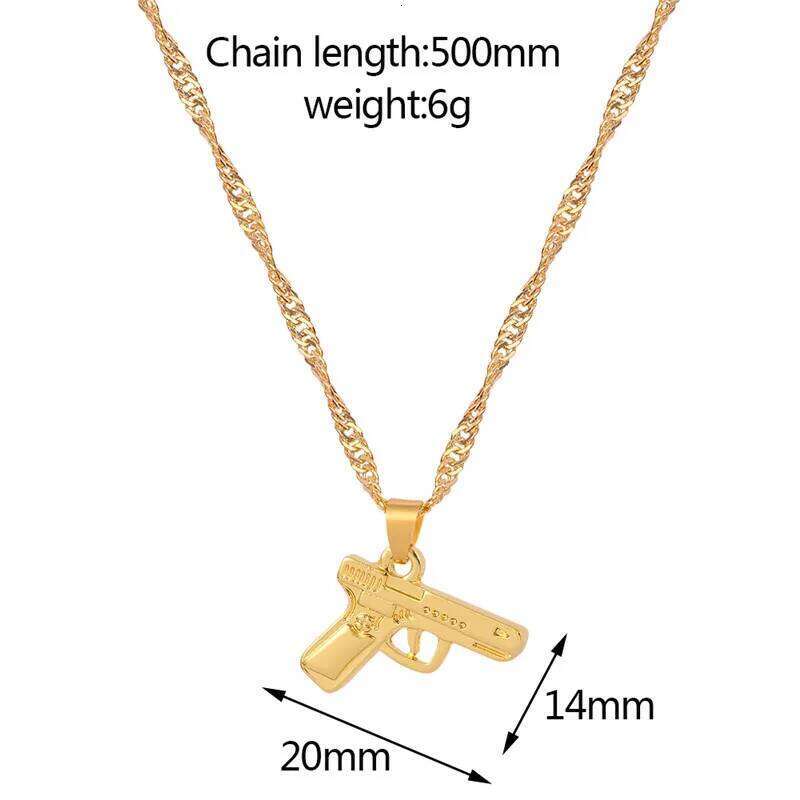 HipHop Golden Gun Pistol Lovely Gift for the Man Goth Choker Clavicle Chain Necklace