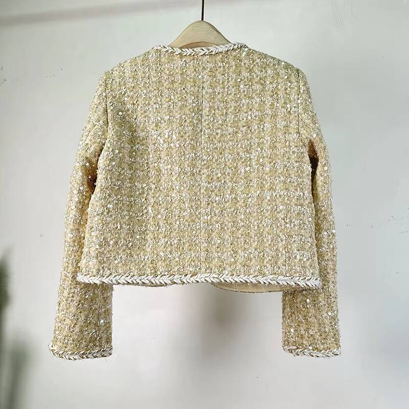 New Arrivals Dropshipping Elegant Sequin Tweed Jacket for Ladies