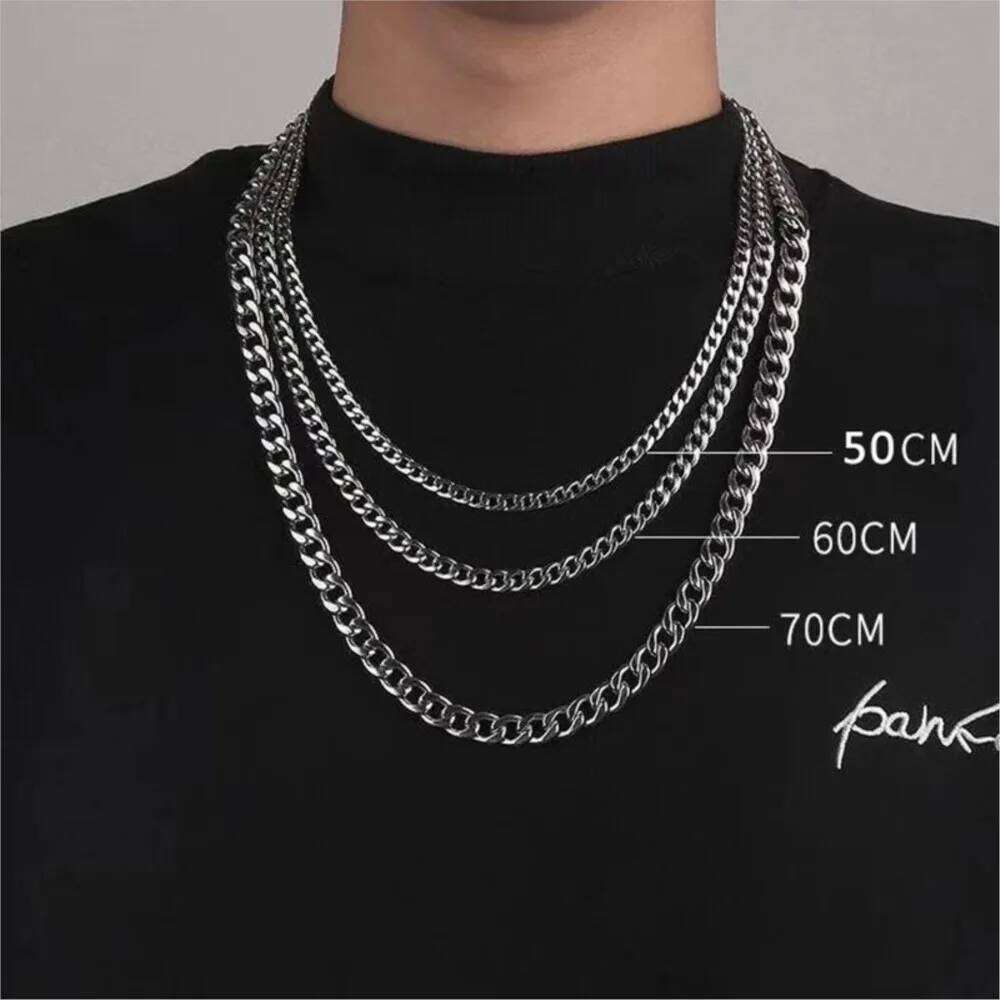 Width 5/7/9MM Hiphop Cuban Link Stainless Steel Chains Necklace for Men Basic Simple Rapper's Choker Fashion Jewelry Accessories