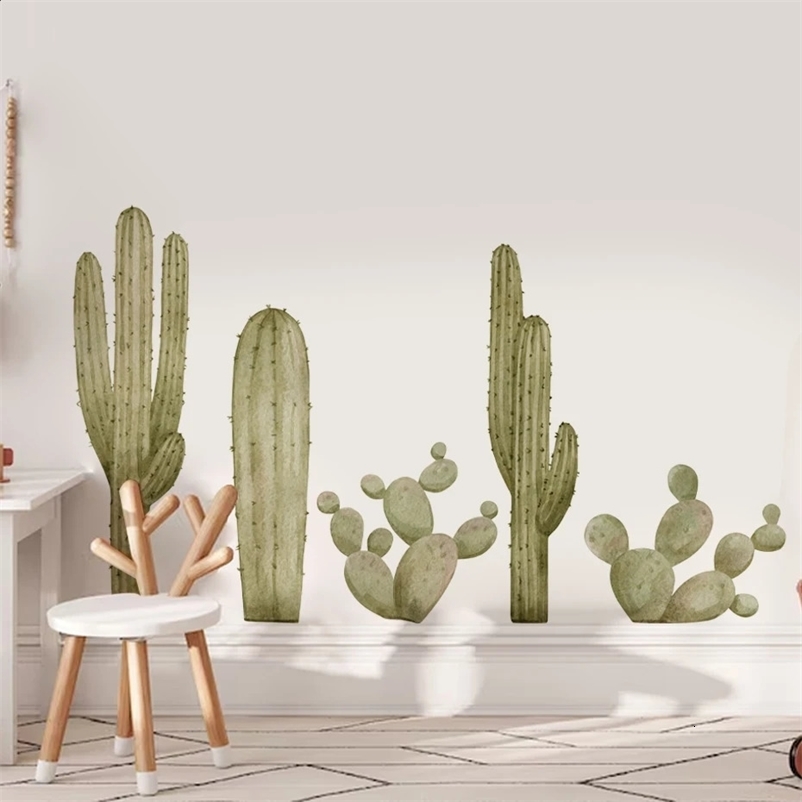 Watercolor cactus plant wall sticker for decorating living rooms rens rooms bedrooms and wall stickers 250328