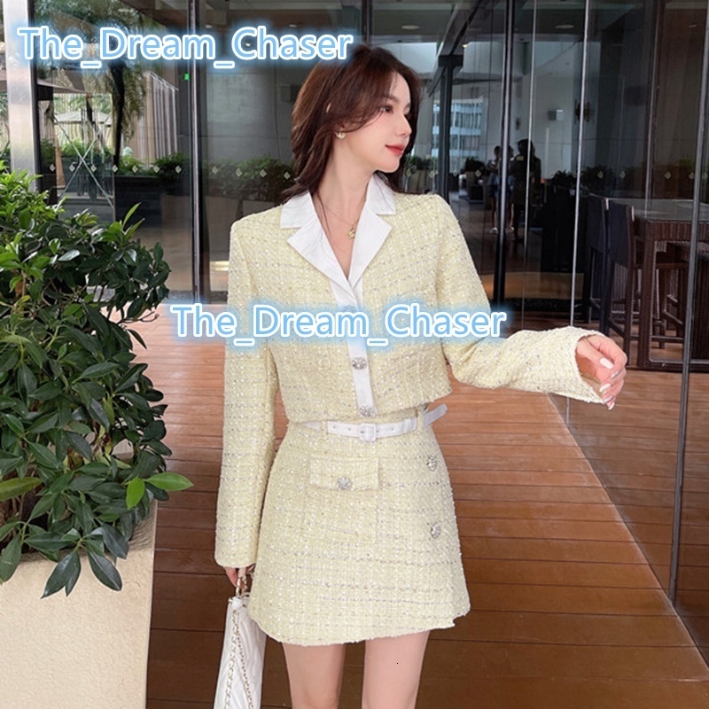 American Elegant Fashion Short Coat Slim Fit Half Skirt Two Piece VNeck Small Fragrant Tweed Autumn 2023 New Set