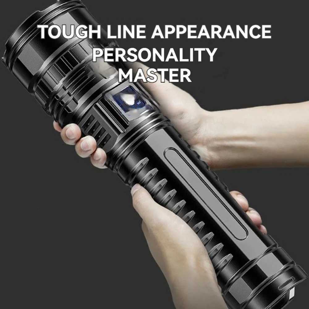 10000LM Most Powerful Led Flashlights Tactical 15000mah Builtin Battery Flash Light Emergency Spotlights 4km Holiday Gifts D250928