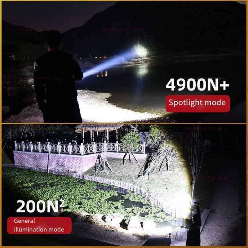 Outdoor patrol flashlight long distance highlights search light portable rechargeable and recoverable for camping safety D250928