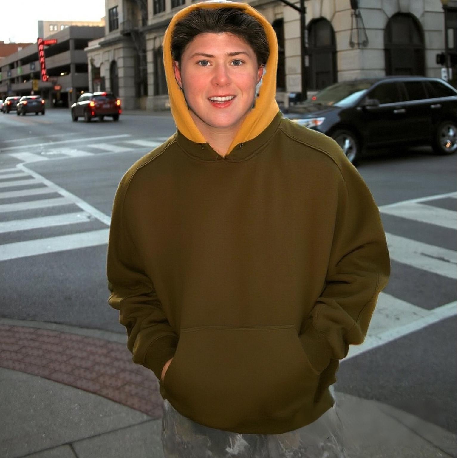 Patchwork Hoodie - Loose American Retro Casual Top, Unisex, Customizable Pattern-04008