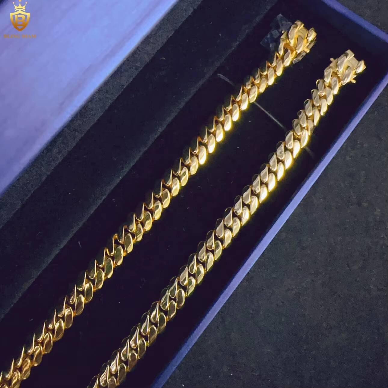 Hip Hop Fashion Jewelry 8mm 925 Sterling Silver Iced Out VVS Moissanite Clasp Jewelry Plain Cuban Bracelet