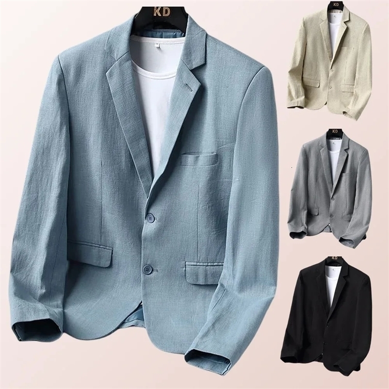 Mens COTTON Linen Casual Blazer Slim Fit Suit JacketSuitable for Spring and Autumn Polyester Lining Plus Size M-6XL 240626