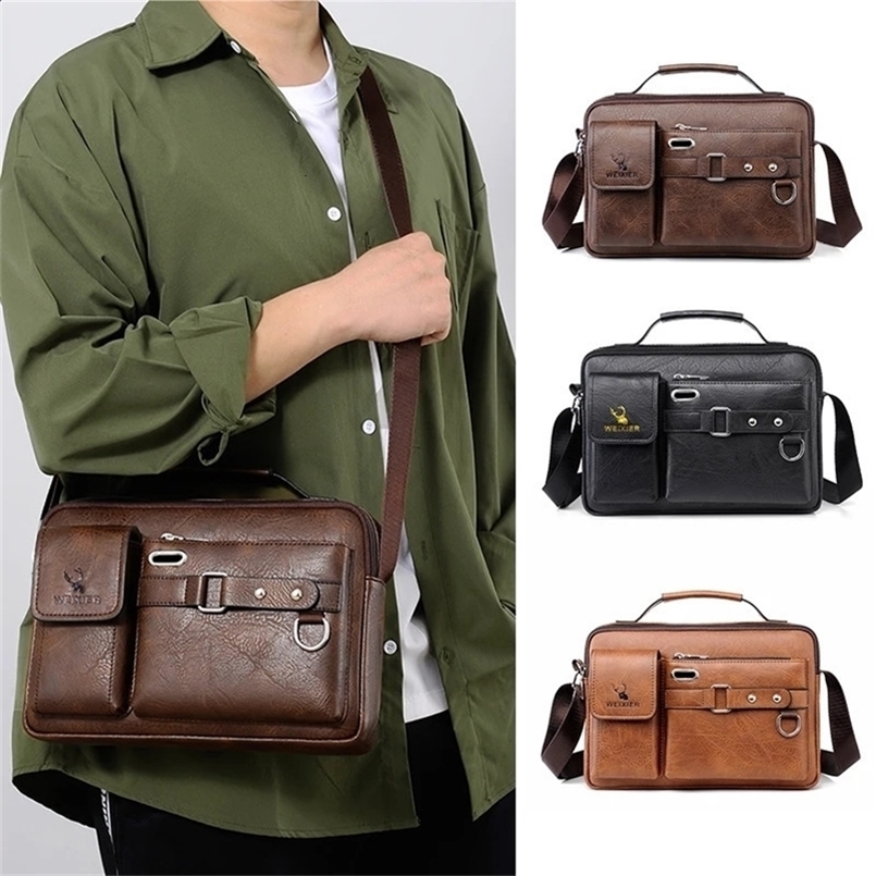 Small MenS Briefcase Bag Leather Handbags Cross Tote Boston Breifcases Square Wallets Crossbody Male 240725ZYl