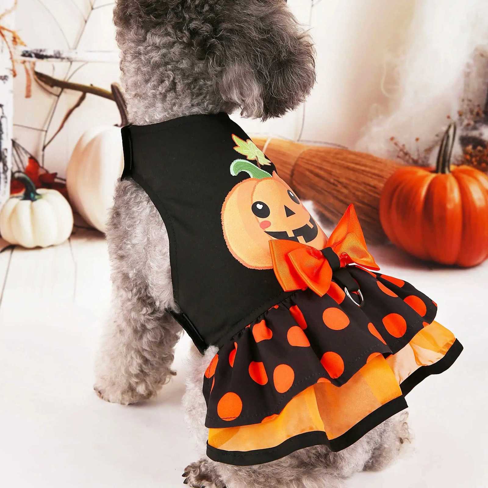 Dog Dresses Pumpkin Pattern Printed Orange Dog Bow Cute Pet Dress for Halloween Party Dress Teddy Chihuahua Clothes X250928