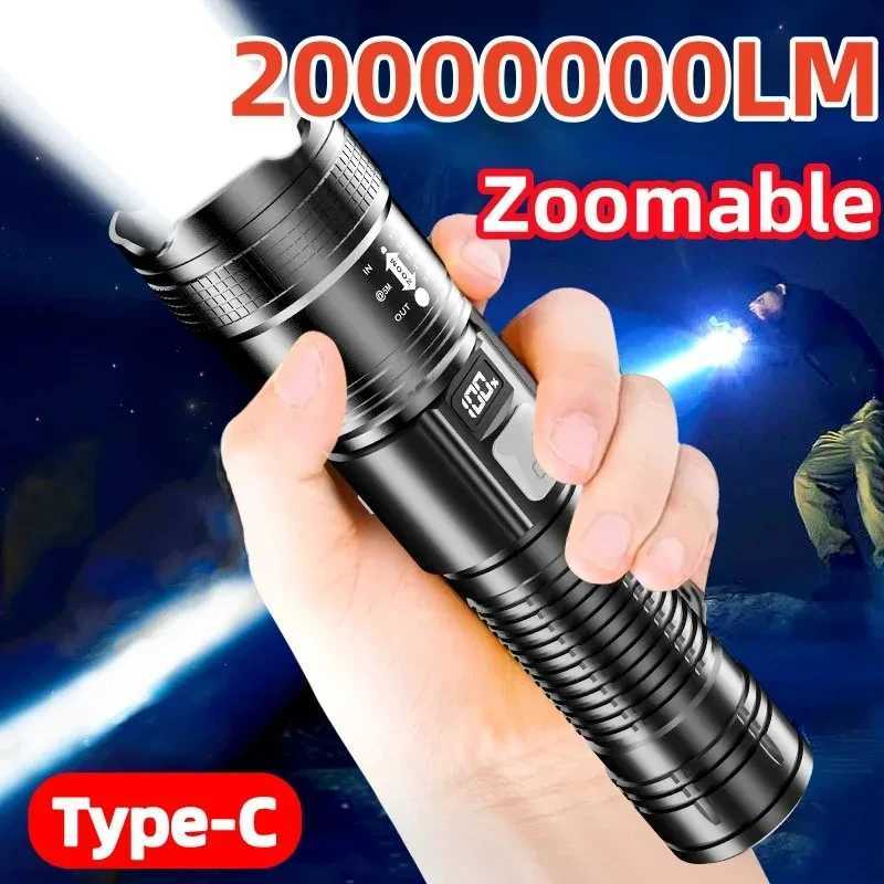 2000000LM UltraHigh Power Flashlight Digital Electronic Display Waterproof Torch Zoom Hand Light Outdoor Camping Lantern D250928