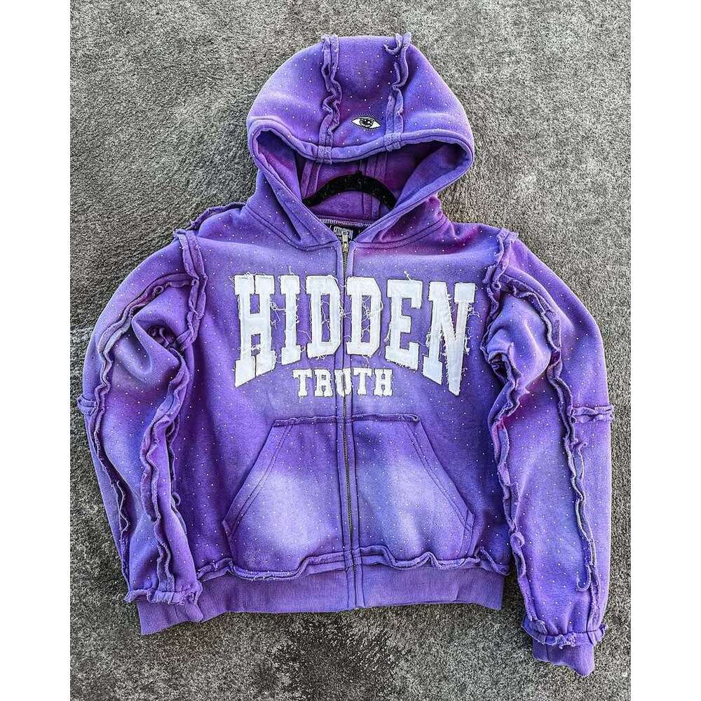 High Street Hooded Zipper Sweatshirt Loose Unisex Embroidered Hoodie Autumn Winter Style