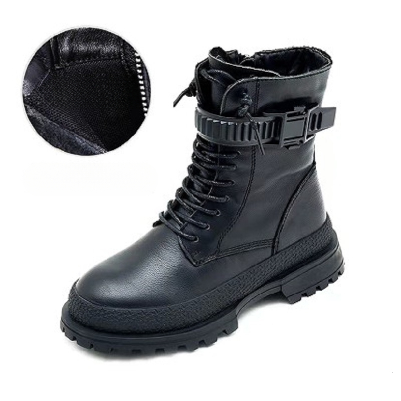 Autumn and winter new children's genuine leather Martin boots, boys' knight single boots, girls' fashionable wool lined short boots, de