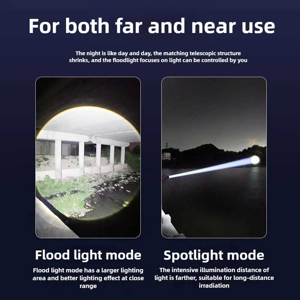 Portable LED Flashlight Telescopic Zoom Mini Torch Rechargable Super Bright Handlights Outdoor Waterproof Fishing Lantern Lamp D250928