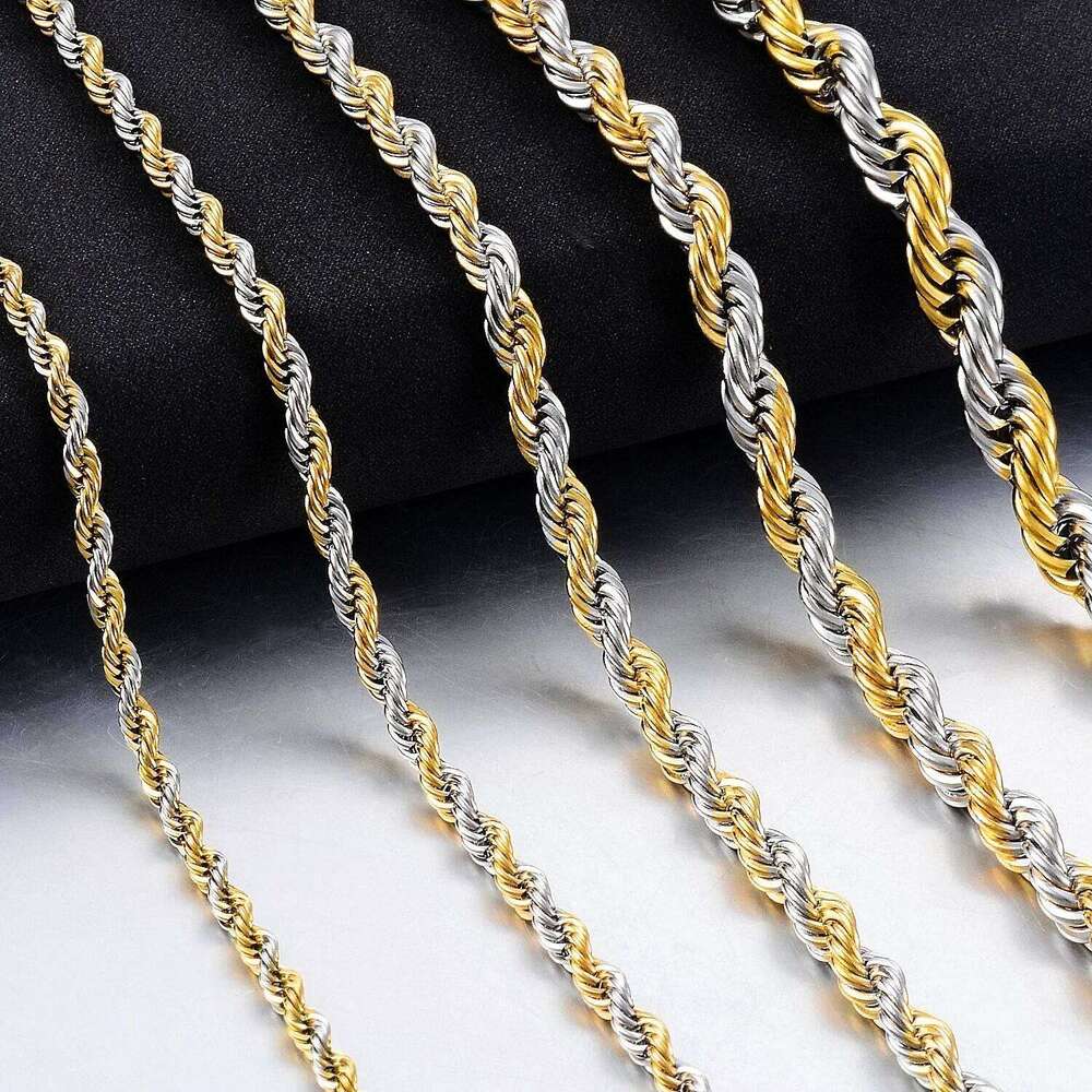 High Quality 2/3/4/5MM Classic Twisted Rope Chain Stainless Steel Necklace No Fade Fashion Jewelry Accessories For Men Women