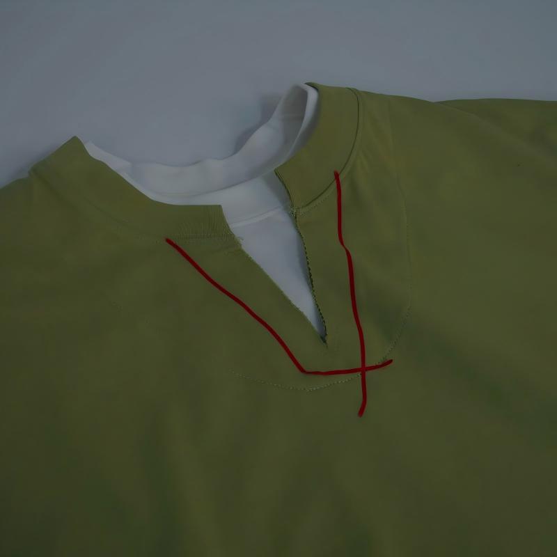 Men's American Style Fake Two-Piece V-Neck Short Sleeve Tee - Summer Heavyweight Cotton Top, Customizable Print-01009