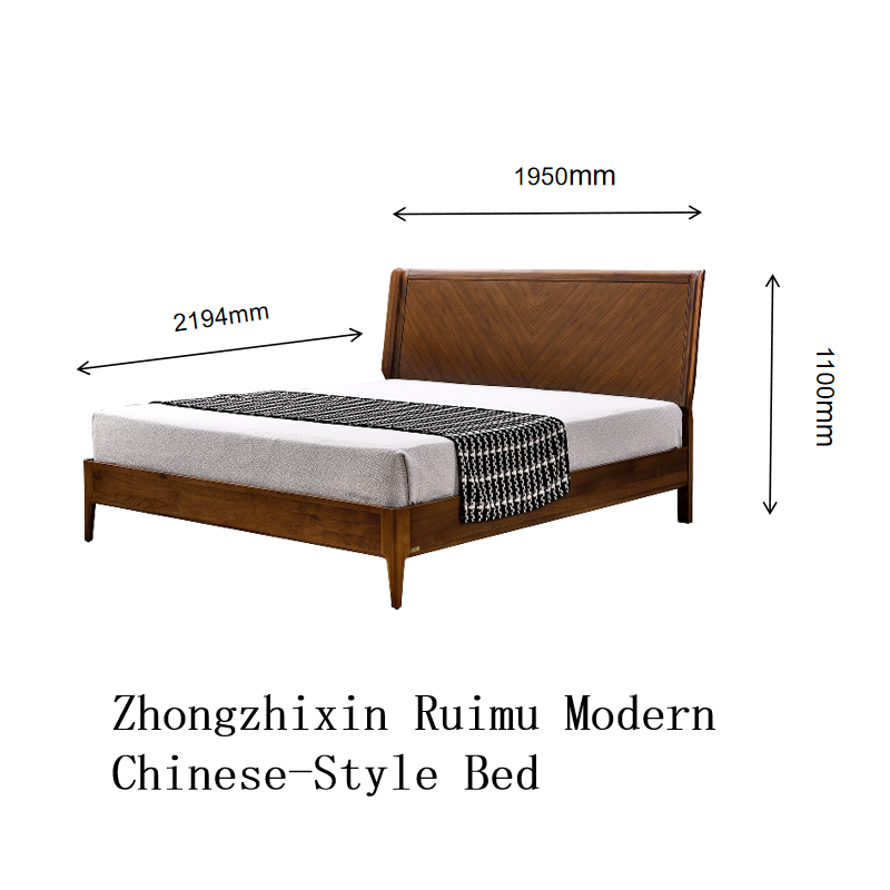 Zhong zhixin Ruimu Luxury High-end Solid wood bed master bedroom with minimalist design and mortise-and-tenon craftsmanship
