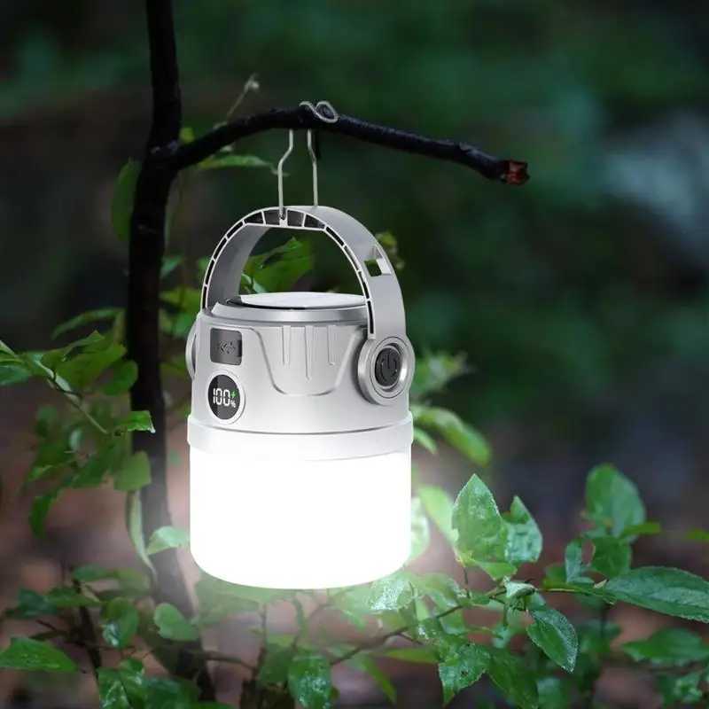 Camping Solar Lights Outdoor Tent Light Foldable Picnic Lantern 4 Speed Adjustable Lamp Flashlight Rechargeable LED Camp Lantern C250928
