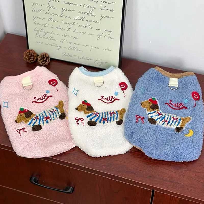 DoubleSided Fleece Dog Clothes FallWinter Collection Teddy Vest Thickened Small Dog Hoodie Pet Dachshund Embroidered Pullover X250928