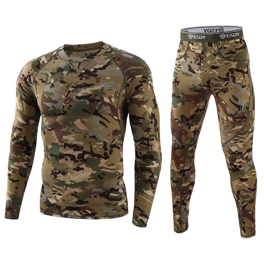 ESDY Underwear UniformTops Men Home Outwear Sets TacticalCamouflage Long Sleeve Shirts Pants Training Thermal Underwear Suit W250928