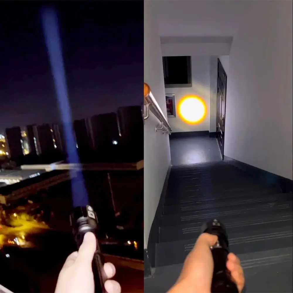 Highpower strong light LED flashlight zoomable USB rechargeable with and ultrabright longrange Aluminium alloy outdoor torch D250928