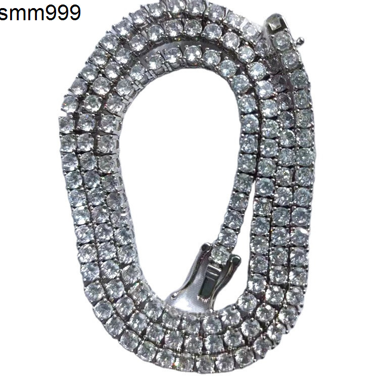 925 Sterling Silver Fine Jewelry VVS 2mm 4mm Moissanite Iced Tennis Chain Cluster Necklace for Men and Women