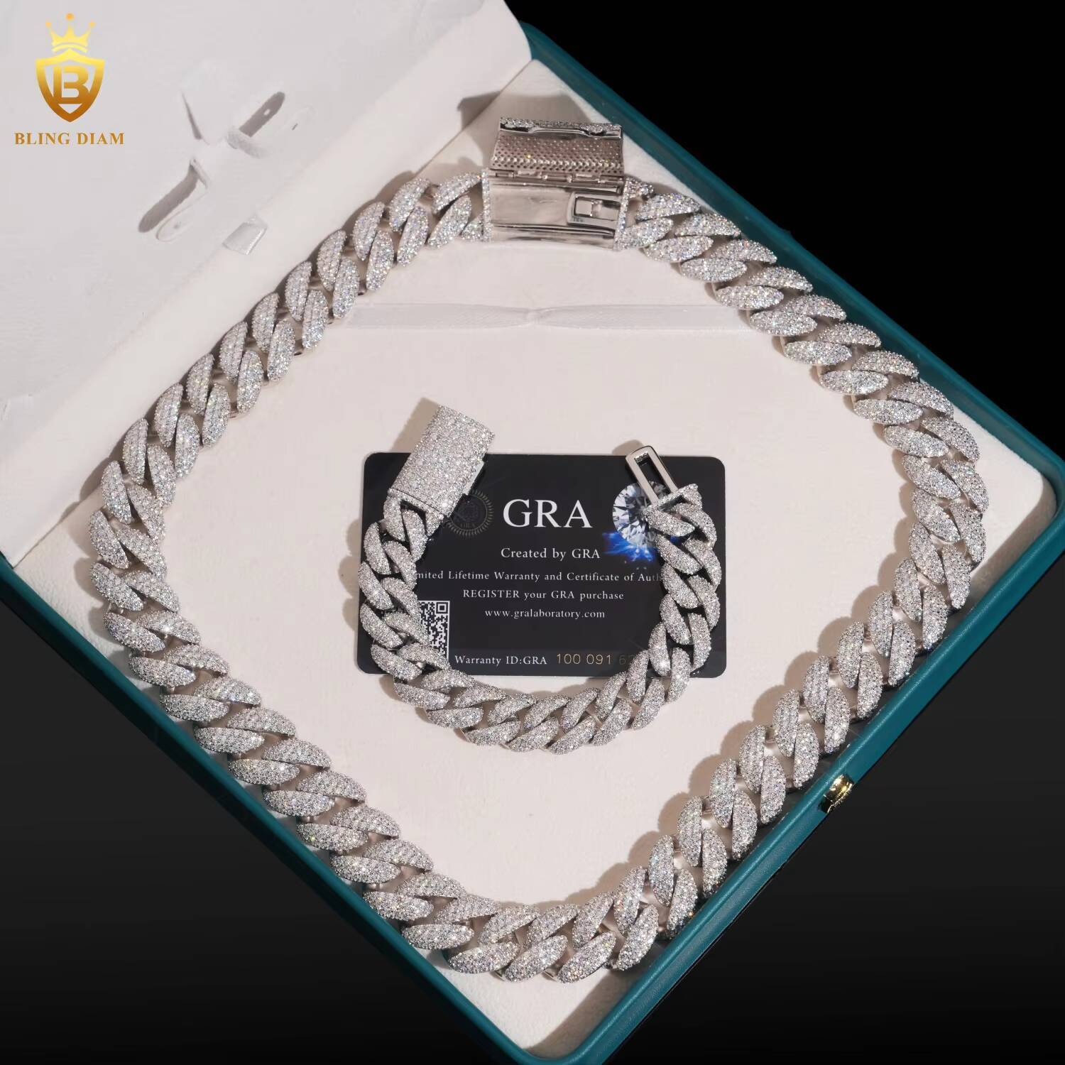 Hip Hop Styles Jewelry 20MM 22mm Moissanite Diamond Cuban Link Chain 925 Silver Iced Out Cuban Link Necklace Pass Diamond Tester