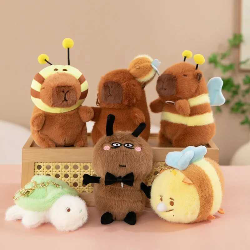 120PCS Cute Bee Capybala Bag Pendant Plush Keychain Doll Niche Backpack Hanging Decoration Highend Doll Plush Toy Small GiftXJ250928