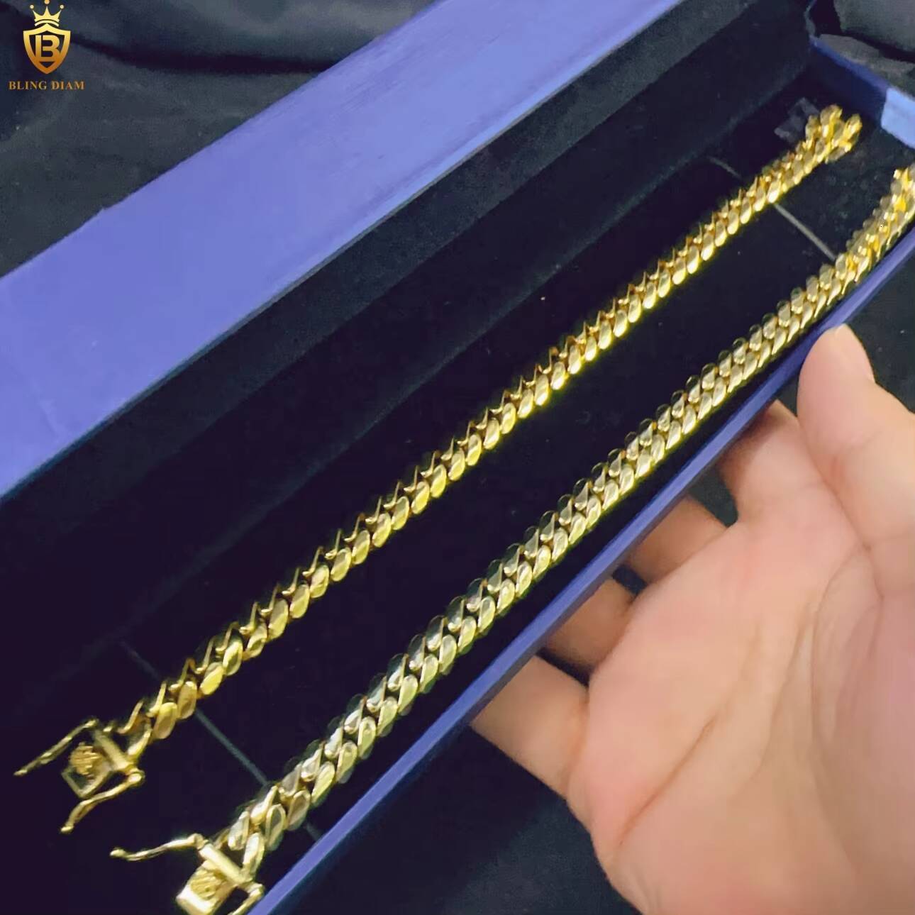 Hip Hop Fashion Jewelry 8mm 925 Sterling Silver Iced Out VVS Moissanite Clasp Jewelry Plain Cuban Bracelet