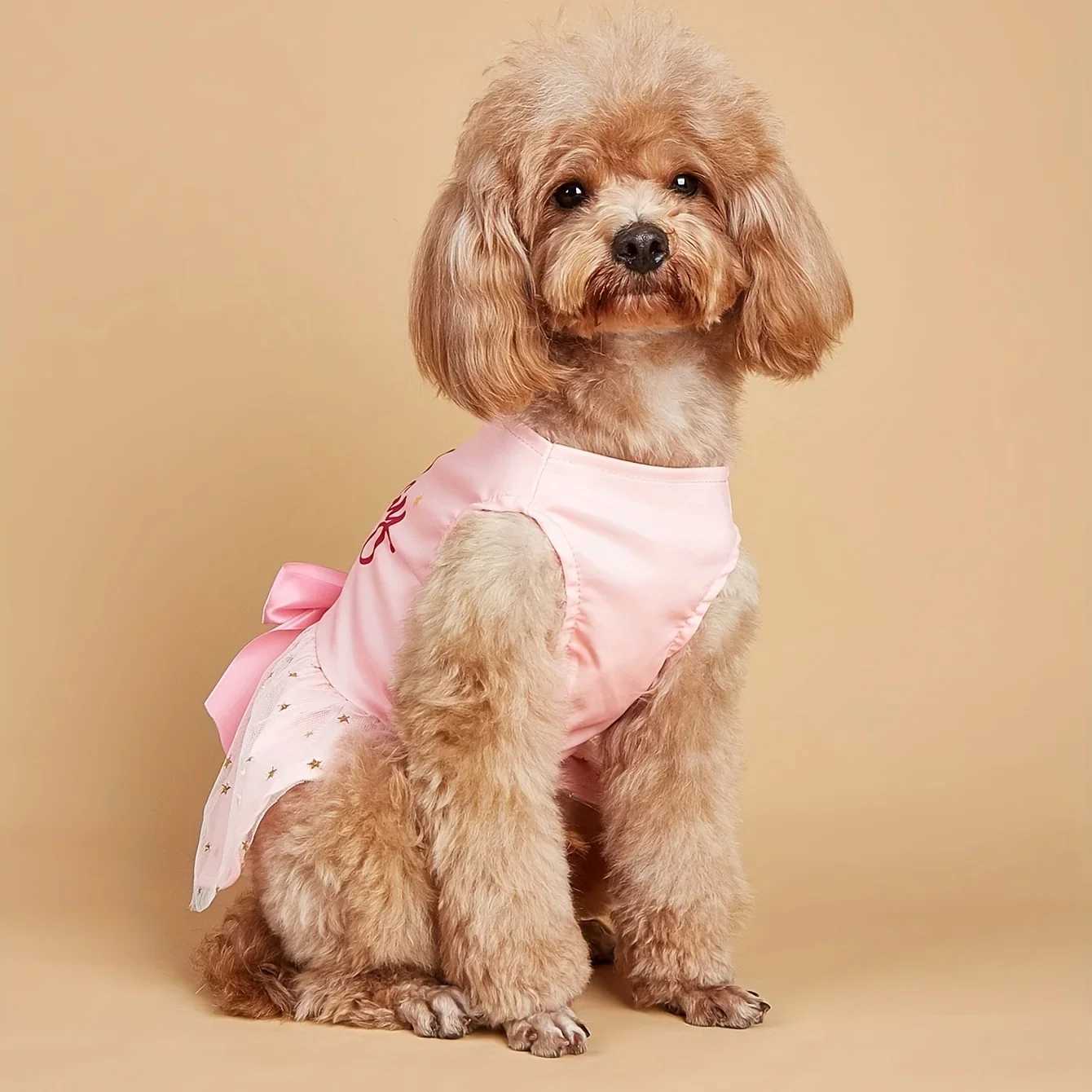 Dog Dress Girl Dog Clothes Pet Apparel Doggie Pink Bowknot Tulle Cat Sequin Clothing Pup Dresses Doggy Attire Birthday X250928