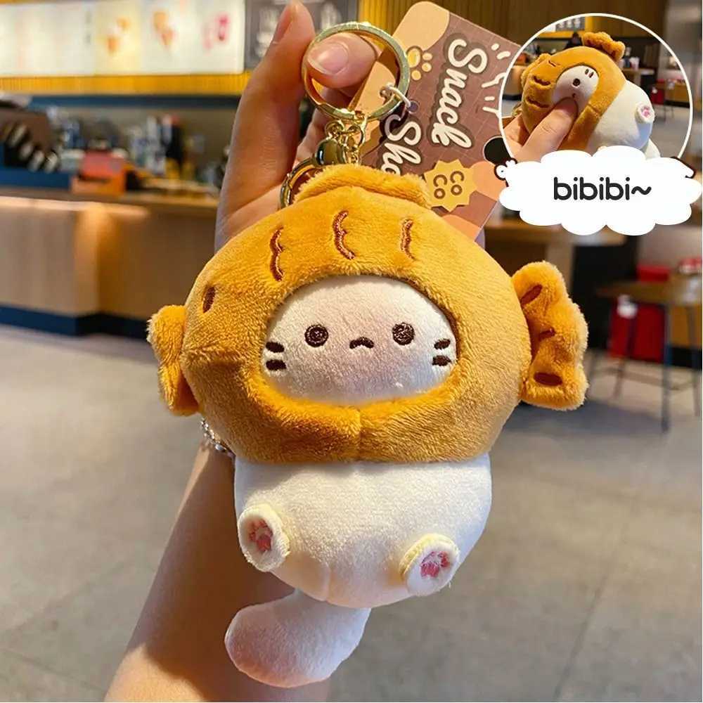 Plush Cocoa Cat Snapper Keychain Snapper Head Set Keychain Exquisite Cute Schoolbag Pendant Japanese Soft Cute Doll PendantXJ250928