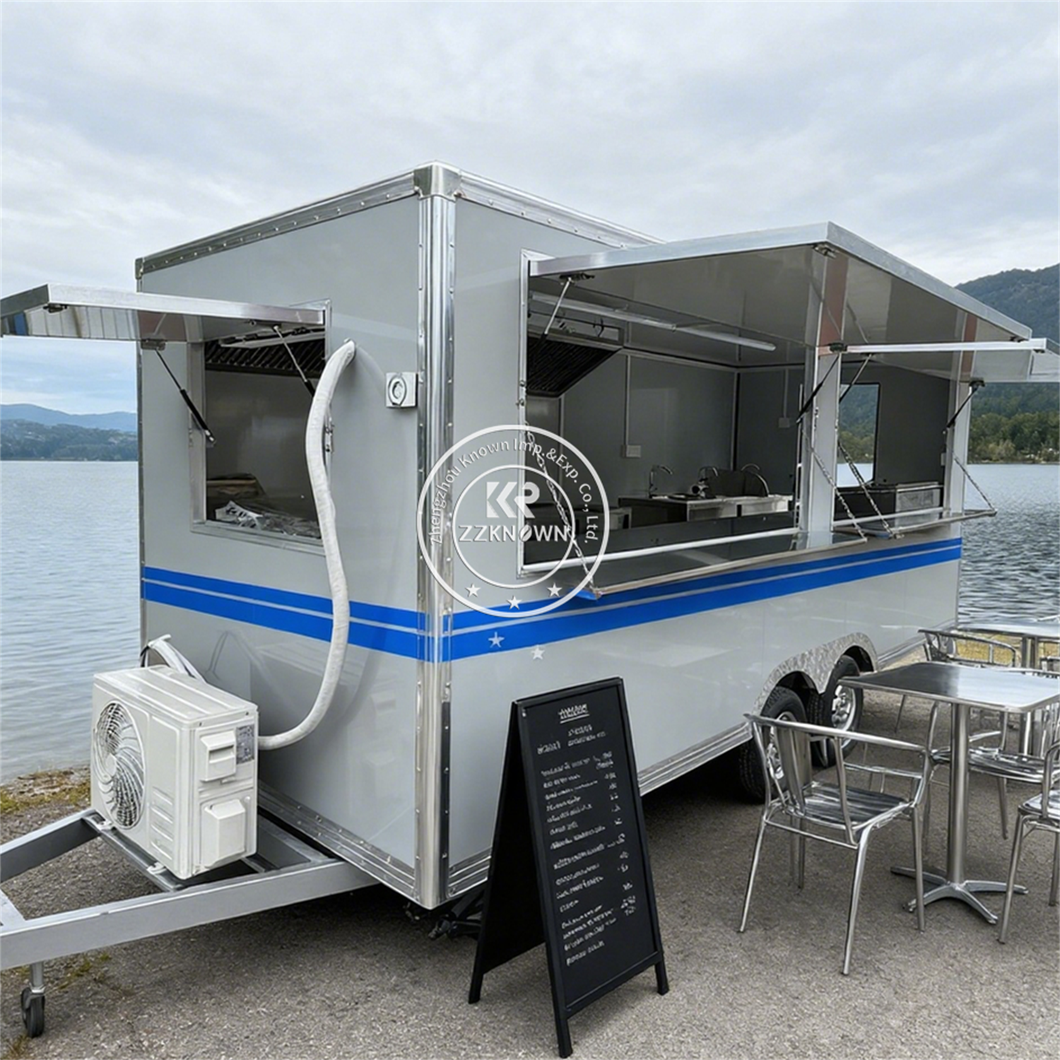Street Fast Food Trailer With Full Kitchen Pizza Trailer Mobile Ice Cream Hot Dog Cart Concession Food Trailer For Sale