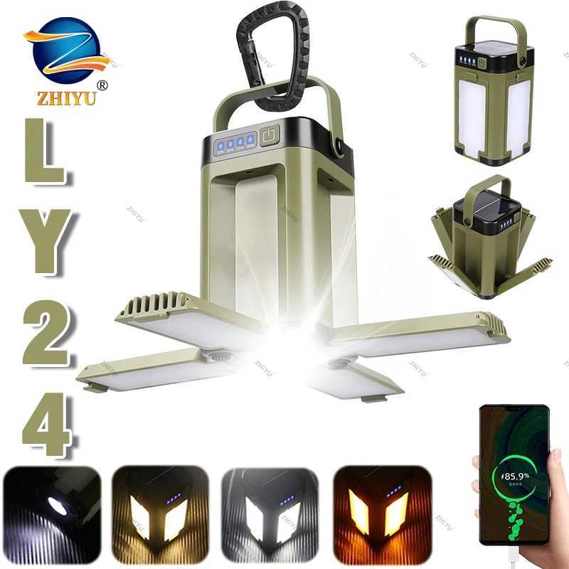 Powerful LED Flashlight 4 leaf Folding Lantern Outdoor Camping Light Atmosphere Lamp Rechargeable Floodlight Emergency Torch C250928