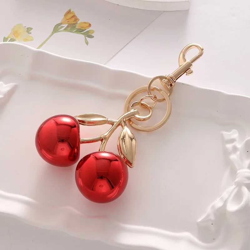 Luxury Red Cherry keychain Bag CharmCute Resin Cherry Keychians for Girl Women backpackGift Ideas KeyringKey Chain Clip Y250928as