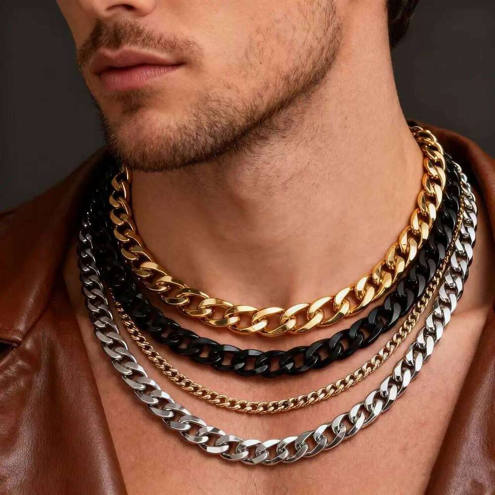 YQ 304L Stainless Steel Miami Cuba Cuban Link Chain Necklace For Men Neck Accessory Jewelry Male
