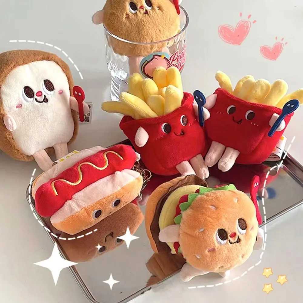 Creative Hamburger Plush Doll Keychain Chicken Leg French Fries Cute Bag Pendant Cheese Gifts Stuffed Toys Key Chain DecorationXJ250928