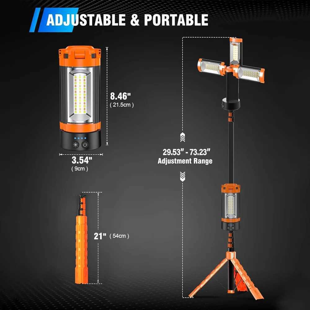 9000mAh Rechargeable Outdoor Hiking Fishing Tent Lamp Super Bright Magnetic Rotatable Telescopic LED RV Camping Lantern C250928