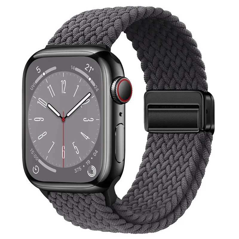 Suitable for ApplewatchS10 Magnetic Buckle Woven Wristband Smartwatch Adjustable Japaneseshaped Buckle Elastic Band W250928