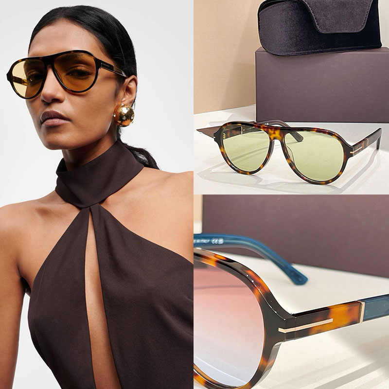 Ladies Pilot QUINCY SUNGLASSES Acetate Frame Gradient Lens Designer New Suitable For Mens Outdoor Driving Goggles FT1080