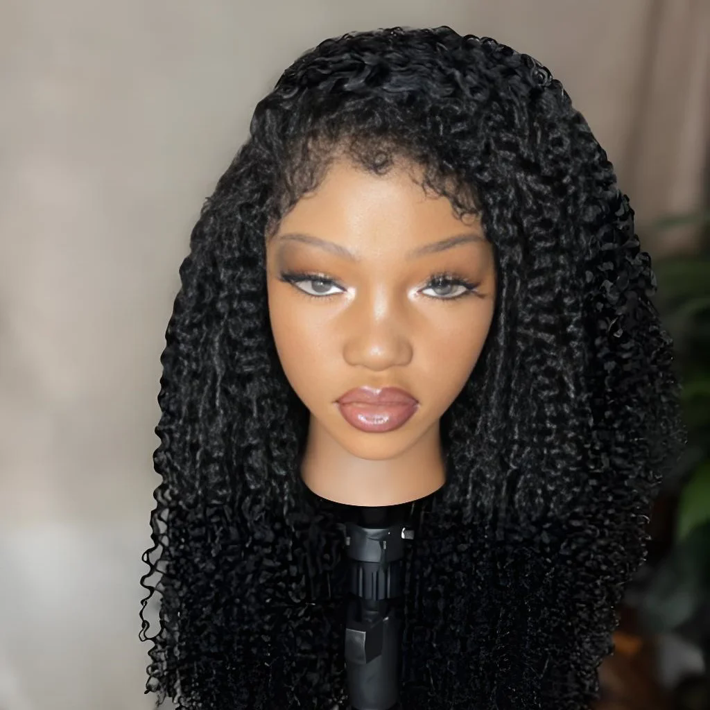 4C Edges Curly Human Hair Wigs Kinky Curly HD Lace Frontal Wigs Pre Plucked Ready to Go Lace Wigs With Curly Baby Hair