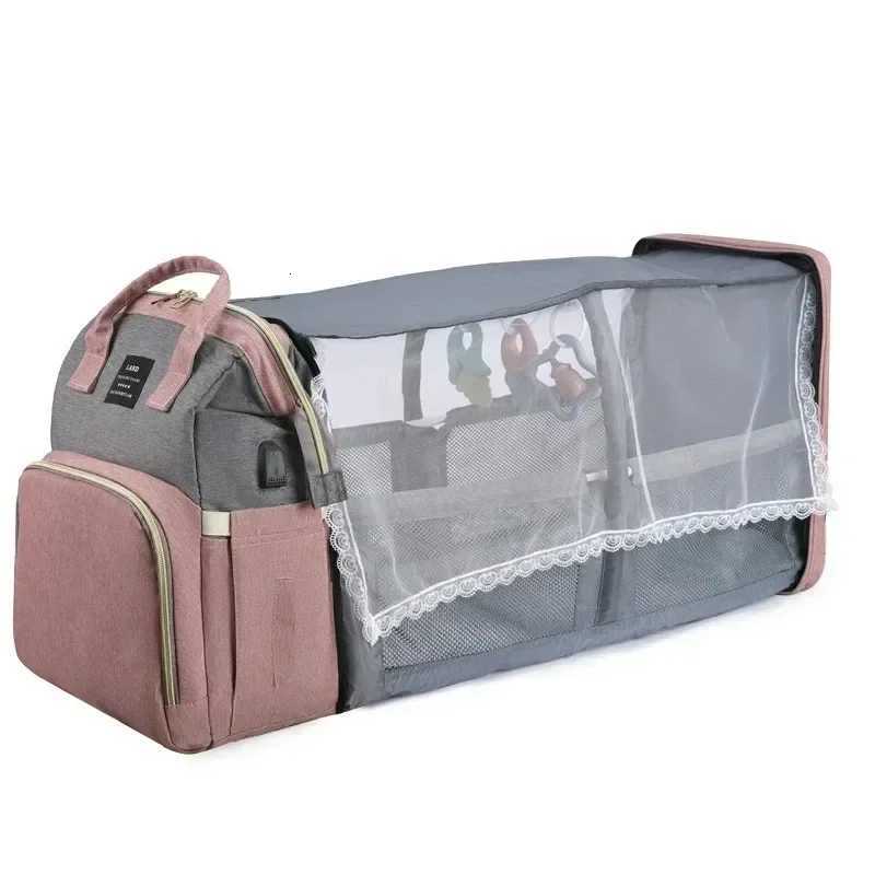 Folding Mommy Bag Portable Folding Crib Bed Largecapaci Baby Backpack Female Mommy Outting Bag Activi Diaper Bag Nappy BagsXJ250928