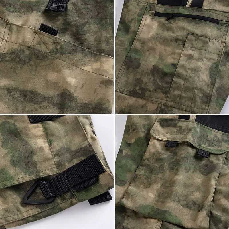 Ruins Camo Tactical Sets Men Breathable Quickdry Training T Shirts Multipocket Wearresistant Cargo Pants 2 Pcs Suits Hunting W250928
