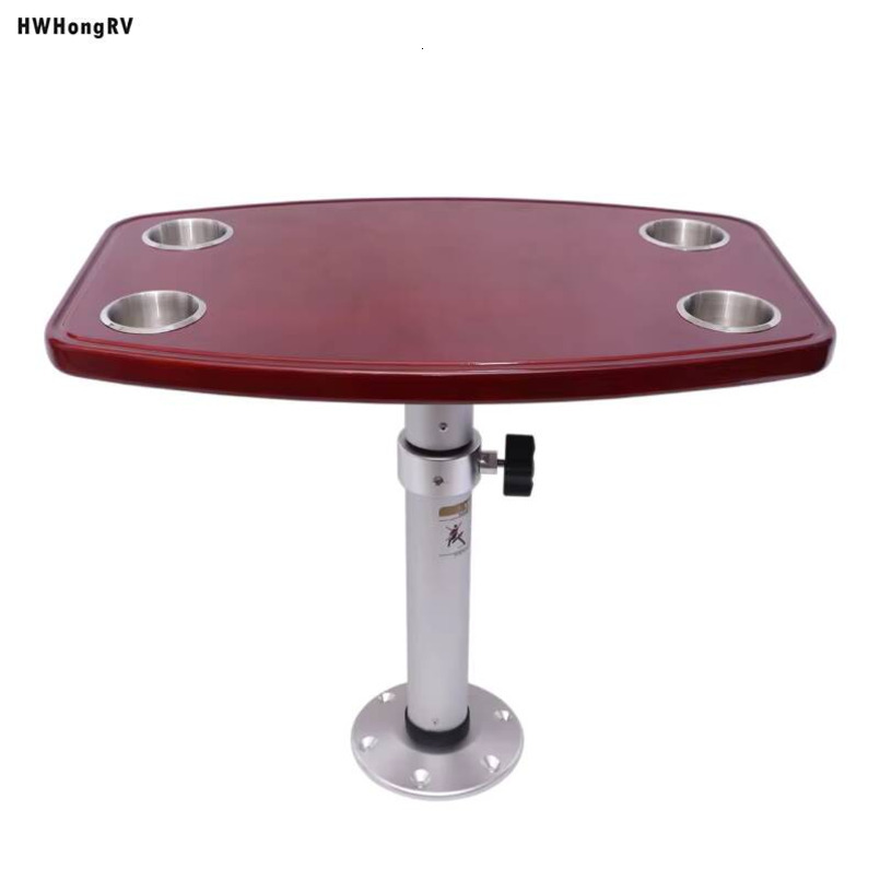 Hwhongrv Easy-to-Dismantle Camping Car RV Any Height Adjustable Table Legs with Oak Tabletop Aluminum Alloy Travel Trailer 25kg