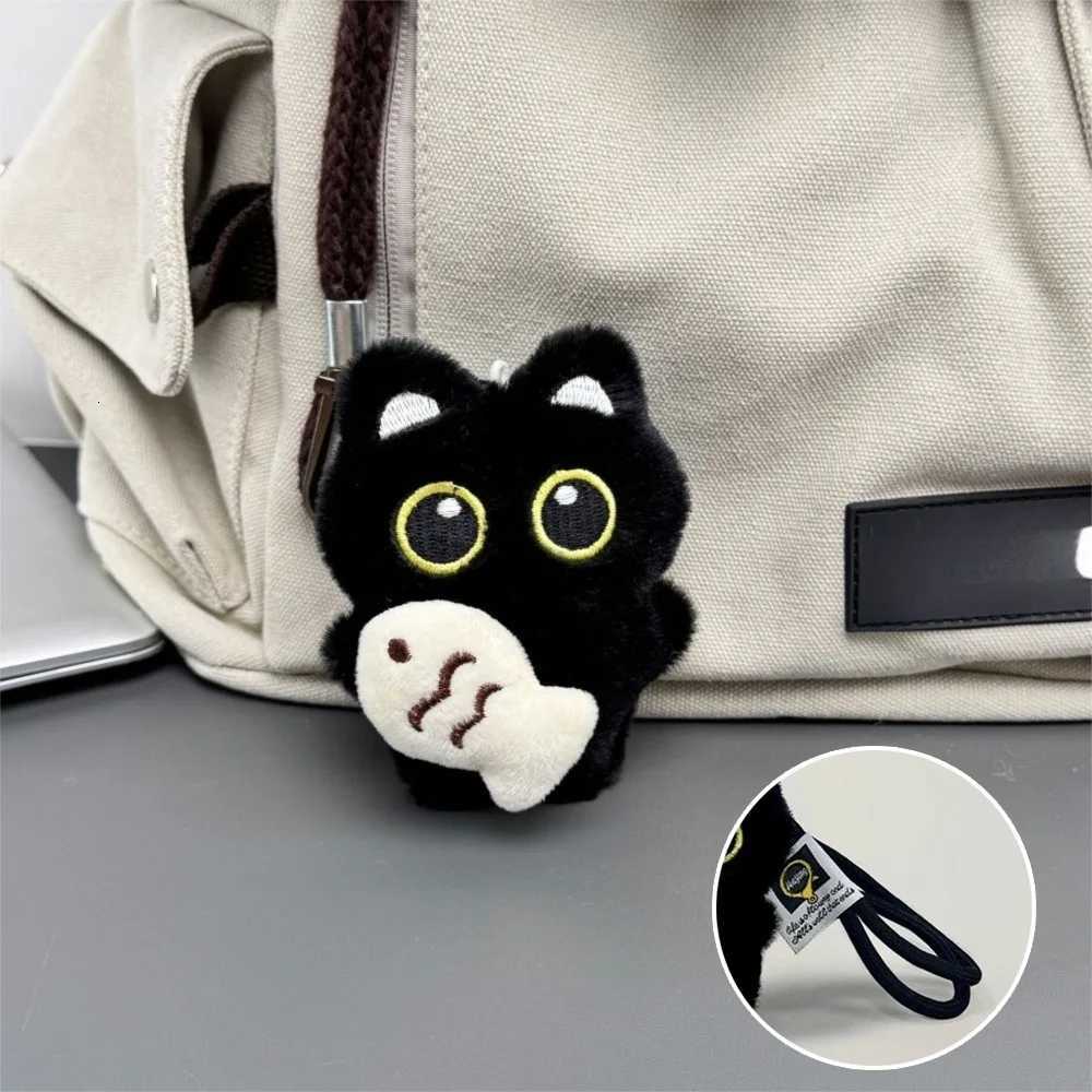 Cute Fish Black Cat Plush Doll Keychain Bib Wings Doll Bag Pendant Strawberry Car Key Ring School Bag DecorationXJ250928