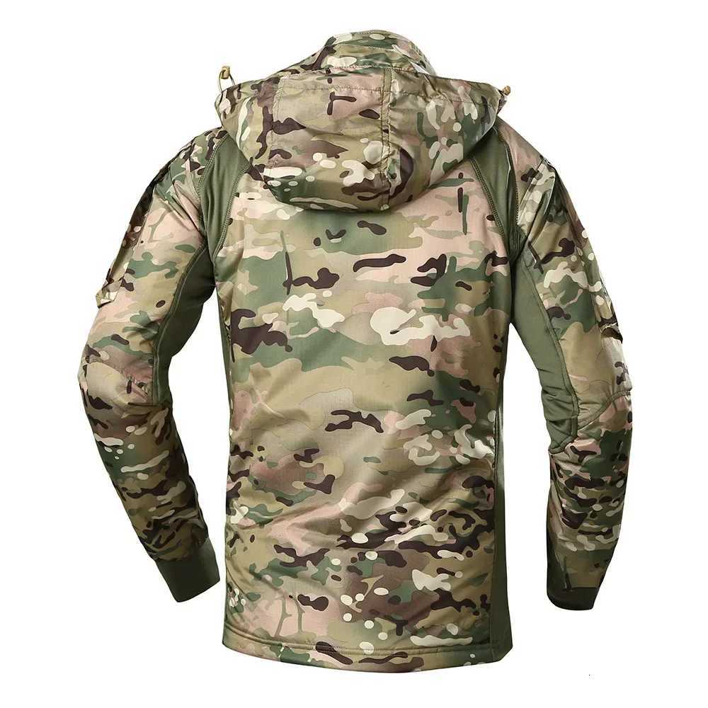 Outdoor Hooded Thick Mens Tactical Jackets Padded Ultralight Cycling Jackets Elastic Camo Mountaineering Lightweight Ski Coats W250928