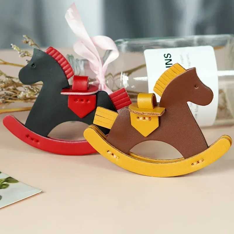 Luxury DIY Keychain Swinging Horse Lucky Pendant Bag Decoration Genuine Leather Handmade Weaving Material Gifts Relatives Best Friend Y250929as