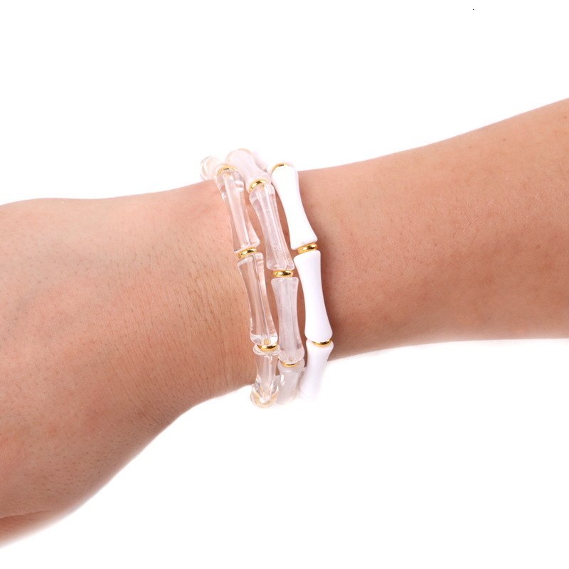 Supermodel Trend Bamboo Tube Bead Womens Fashion Colorful Bead Elastic Bracelet Acrylic Bracelet 250418