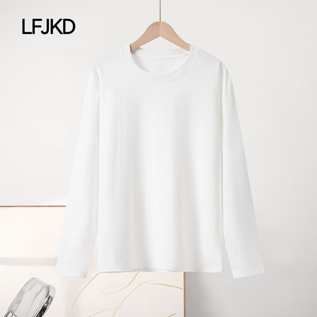 K2271 Women's Fall/Winter Minimalist Cotton Long-Sleeve T-Shirt | 230g Heavyweight Fabric | Loose Fit | Suitable for Layering or Outerwear
