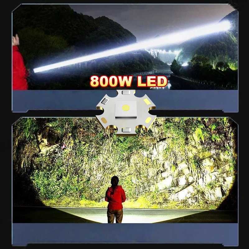 5000000LUX Super Bright LED Flashlights Rechargeable Tactical Torch 26650 Powerful 5000M Portable Lamp Outdoor Camping Lantern D250928
