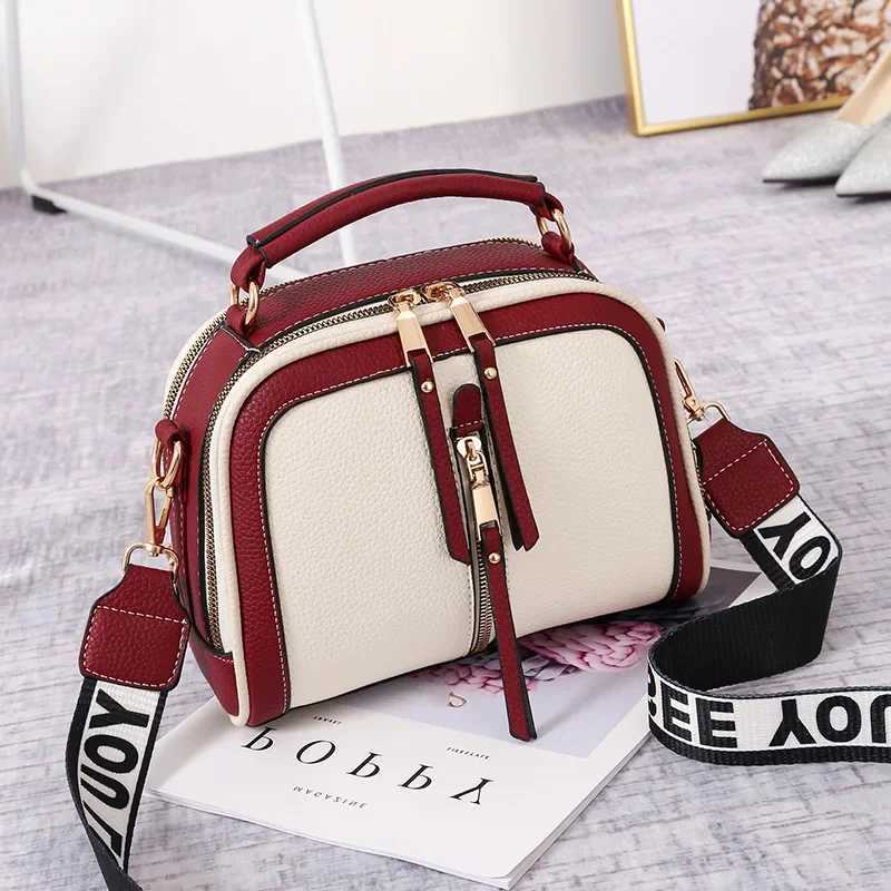 Fashion Hit Color Shoulder Bags for Women Female PU Leather Crossbody Messenger Bags Small Handbag Wide Strap Purse Z250928